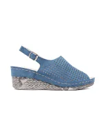 Praktické dámské sandály modré na klínku Praktické dámské sandály modré na klínku