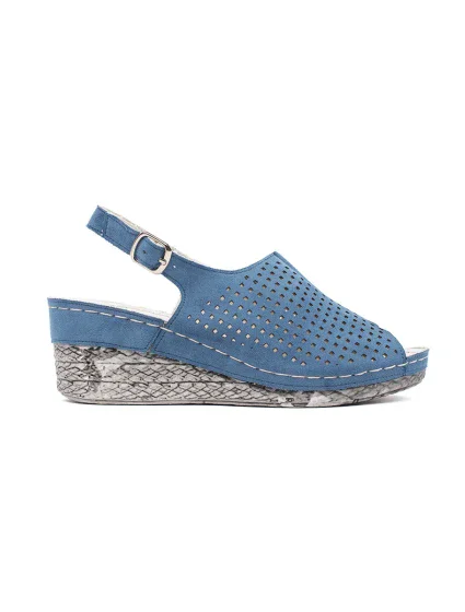 Praktické dámské sandály modré na klínku Praktické dámské sandály modré na klínku