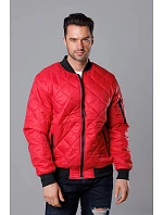 Červená prošívaná pánská bunda typu "bomber" model 18344874 - J.STYLE Červená prošívaná pánská bunda typu "bomber" model 18344874 - J.STYLE