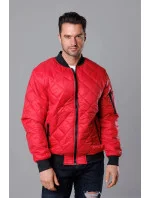 Červená prešívaná pánska bunda typu "bomber" (MY01-5)
