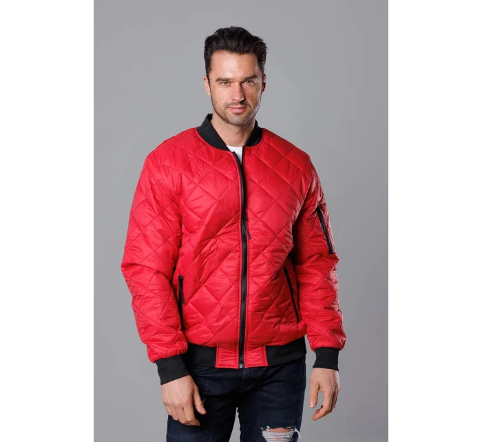 Červená prešívaná pánska bunda typu "bomber" (MY01-5)