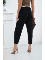 Letné nohavice Punto so zapínaním na nohaviciach čierne