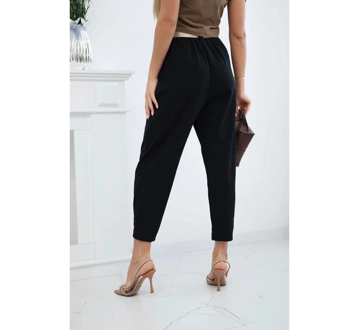 Letné nohavice Punto so zapínaním na nohaviciach čierne