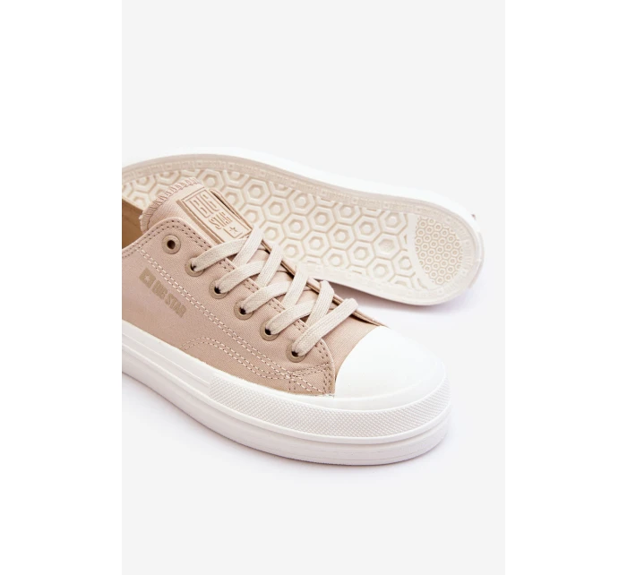Niskie Sznurowane Tenisówki Big Star LL274969 Beżowe