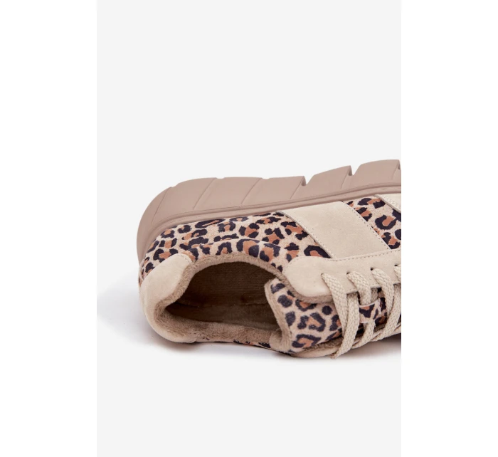 Semišové zateplené dámské tenisky na masivní platformě  béžové model 21707642 - VINCEZA