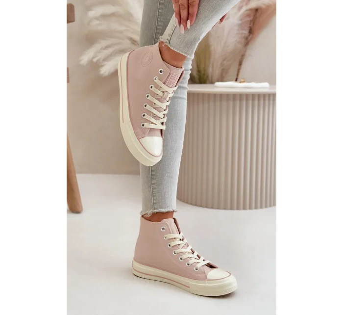 Dámske zateplené tenisky z eko kože Pink Big Star