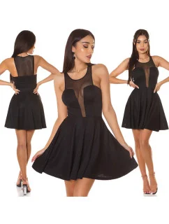 Dámske sexy mini šaty s priehľadným výstrihom 50226 Čierna - KouCla