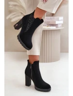 Topánky na podpätku NS329P čierne - Krok vo veľkom štýle