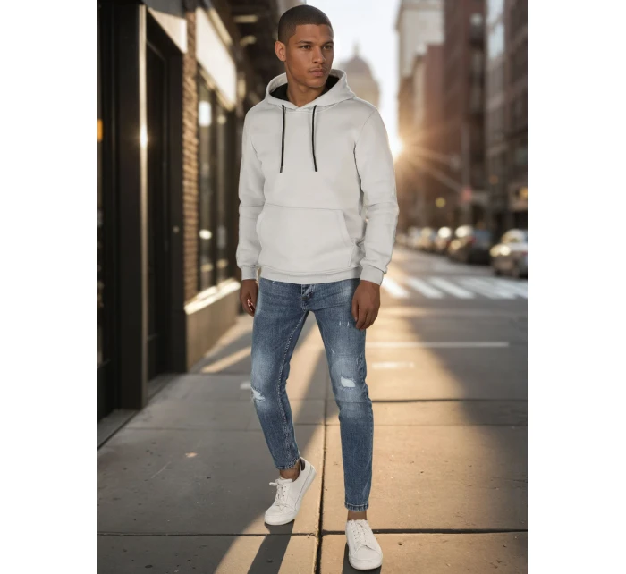 Pánska základná mikina s kapucňou svetlo šedá FashionStreet BX5862 Pánska základná mikina s kapucňou svetlo šedá FashionStreet BX5862