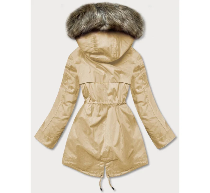 PARKA Z I KAPTUREM BEŻOWA model 21242109 - Libland
