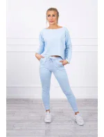 Súprava s oversize blúzkou modrej farby Súprava s oversize blúzkou modrej farby