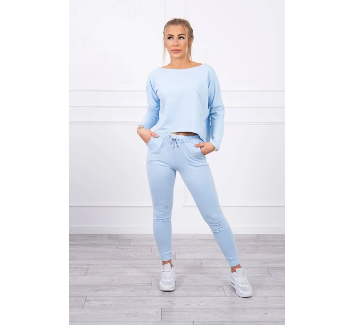 Súprava s oversize blúzkou modrej farby Súprava s oversize blúzkou modrej farby