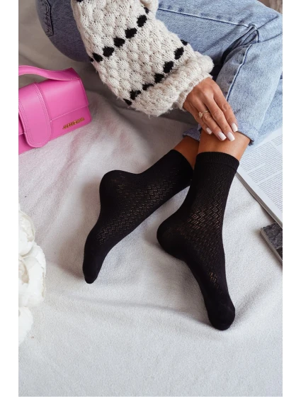 Skarpetki Damskie Ażurowe Czarne