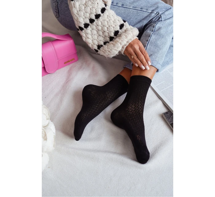 Skarpetki Damskie Ażurowe Czarne