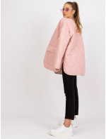 Dámska bunda s okrúhlym výstrihom Rue Paris Callie - powder pink