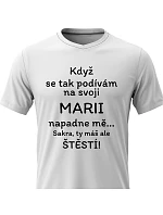 Pánske bavlnené tričko s potlačou - WHEN I LOOK AT MY MARY - biele Pánske bavlnené tričko s potlačou - WHEN I LOOK AT MY MARY - biele