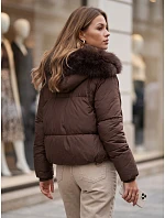 Dámska zimná prešívaná bunda s kožušinou, hnedá, FashionStreet TY5983 Dámska zimná prešívaná bunda s kožušinou, hnedá, FashionStreet TY5983