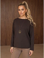 Dámska bavlnená blúzka oversize s príveskom, čokoládová, FashionStreet RY2942 Dámska bavlnená blúzka oversize s príveskom, čokoládová, FashionStreet RY2942