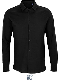 NEOBLU Basile Pánska košeľa s dlhým rukávom z piqué 24.3777 deep black