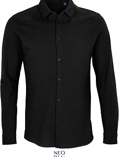 Men Piqué košile s dlouhým rukávem deep black model 22499817 - NEOBLU