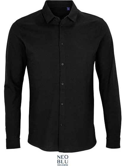 NEOBLU Basile Pánska košeľa s dlhým rukávom z piqué 24.3777 deep black NEOBLU Basile Pánska košeľa s dlhým rukávom z piqué 24.3777 deep black