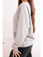 Dámska mikina z elastického bavlneného materiálu basic s okrúhlym výstrihom sivá