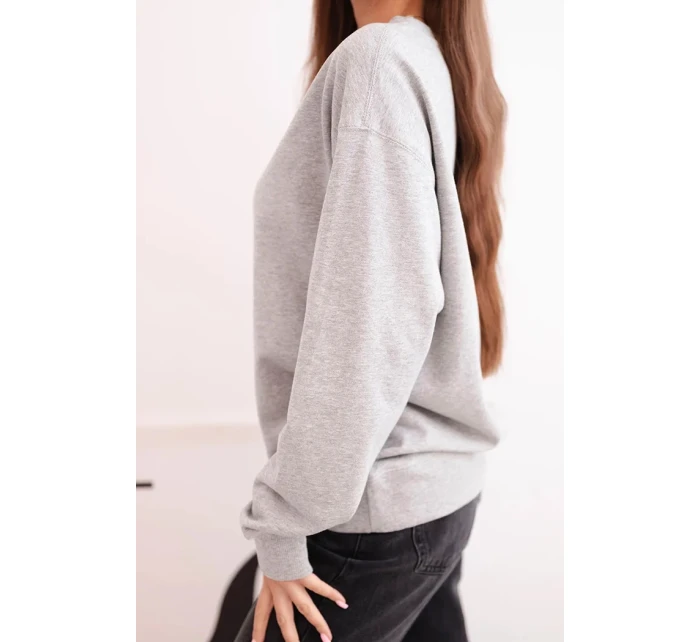 Dámska mikina z elastického bavlneného materiálu basic s okrúhlym výstrihom sivá