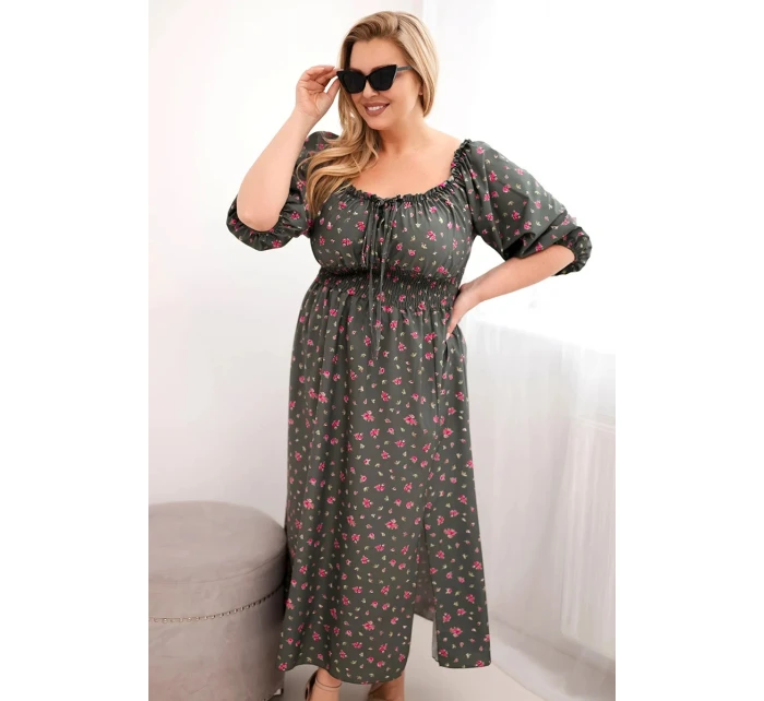 Dámske Plus veľkosť sukne so šnúrkou výstrih a elastickým pásom Khaki