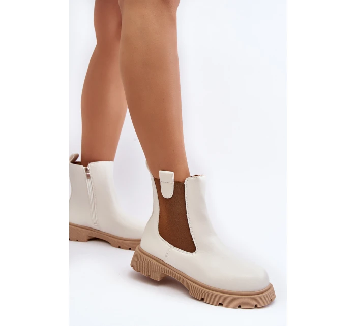 Botki Sztyblety Damskie Na Zamek Białe Ramhel