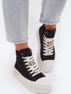 Dámské tenisky na platformě s přezkami černé Gracella