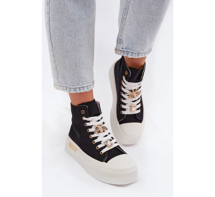 Dámské tenisky na platformě s přezkami černé Gracella Dámské tenisky na platformě s přezkami černé Gracella