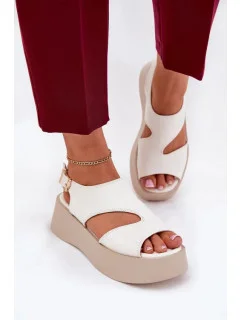 Dámske sandále na platforme 5227 Ecru s béžovou - Ideálna obuv