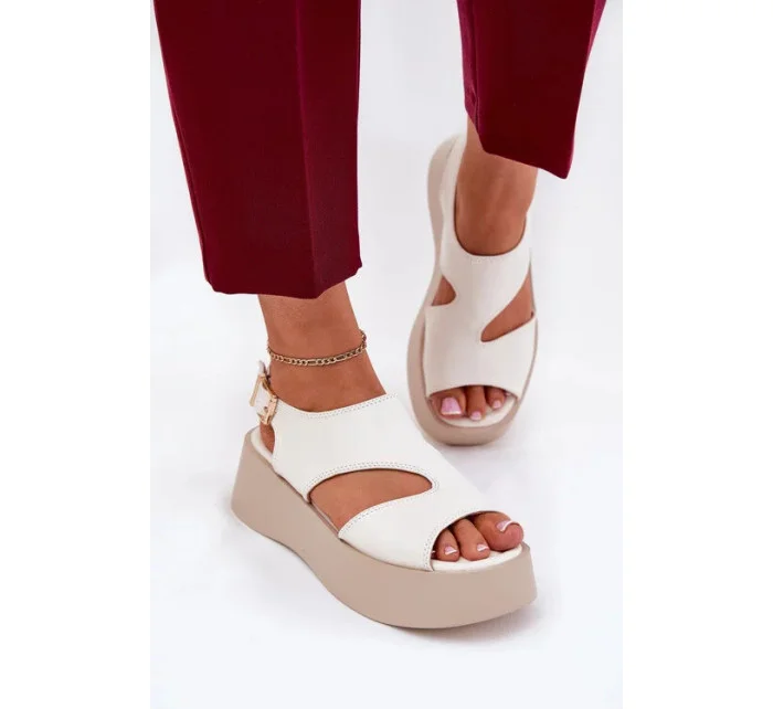 Dámske sandále na platforme 5227 Ecru s béžovou - Ideálna obuv Dámske sandále na platforme 5227 Ecru s béžovou - Ideálna obuv