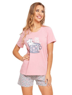 Dámske pyžamo Catuccino ružové s mačkou