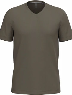 K 357 Pánské tričko s výstřihem do V model 22507598 dark khaki - Kariban