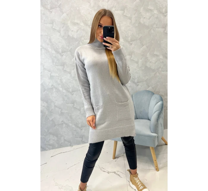 Svetr se stojáčkem světle šedý