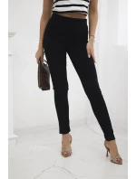 Bavlnené nohavice so zirkónmi na zadných vreckách čierne Bavlnené nohavice so zirkónmi na zadných vreckách čierne