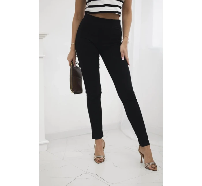 Bavlnené nohavice so zirkónmi na zadných vreckách čierne Bavlnené nohavice so zirkónmi na zadných vreckách čierne