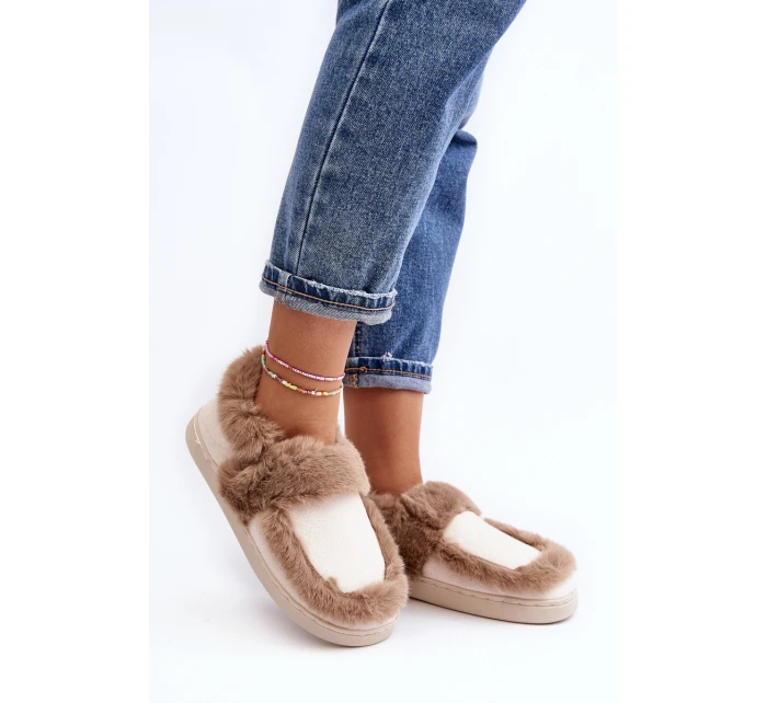 Damskie Kapcie Z Futerkiem Beżowe Sailey