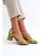 Dámské kožené sandály na podpatku model 21662550 - Maciejka