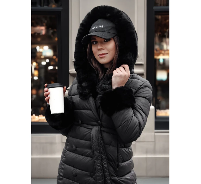 Dámská prošívaná dlouhá bunda černá Dstreet model 21982637 - FashionStreet Dámská prošívaná dlouhá bunda černá Dstreet model 21982637 - FashionStreet