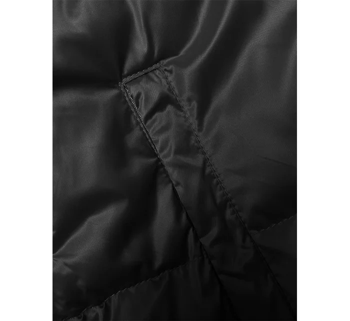 Krátká černá dámská bunda s odepínací kapucí model 19422301 - S'WEST Krátká černá dámská bunda s odepínací kapucí model 19422301 - S'WEST