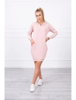 Šaty s kapucňou tmavo púdrovo ružové