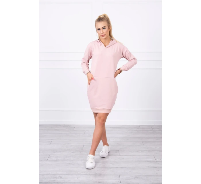 Šaty s kapucňou tmavo púdrovo ružové