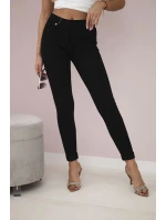 Bavlnené nohavice s lemom na vreckách čierne