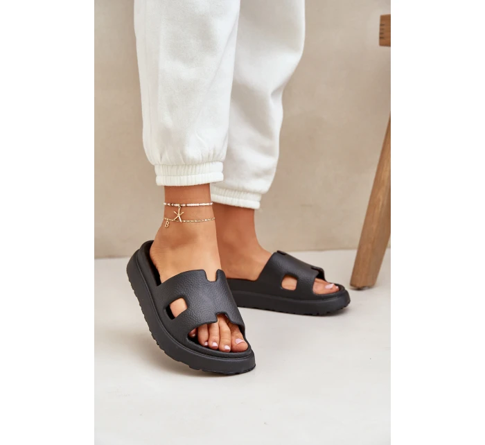 Piankowe Klapki Z Wycięciami Czarne Neladith Piankowe Klapki Z Wycięciami Czarne Neladith