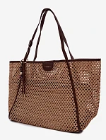 Pletená taška typu shopper s přívěskem Velká hnědá Mella