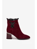 Dámske členkové topánky D&A z prírodného semišu - bordová Dámske členkové topánky D&A z prírodného semišu - bordová