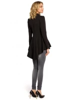 Asymetrický frak s golierom a zapínaním na gombíky M165 - čierny - Moe