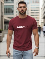 Pánske klasické streetwearové tričko s bordovou potlačou FashionStreet NX5122R Pánske klasické streetwearové tričko s bordovou potlačou FashionStreet NX5122R